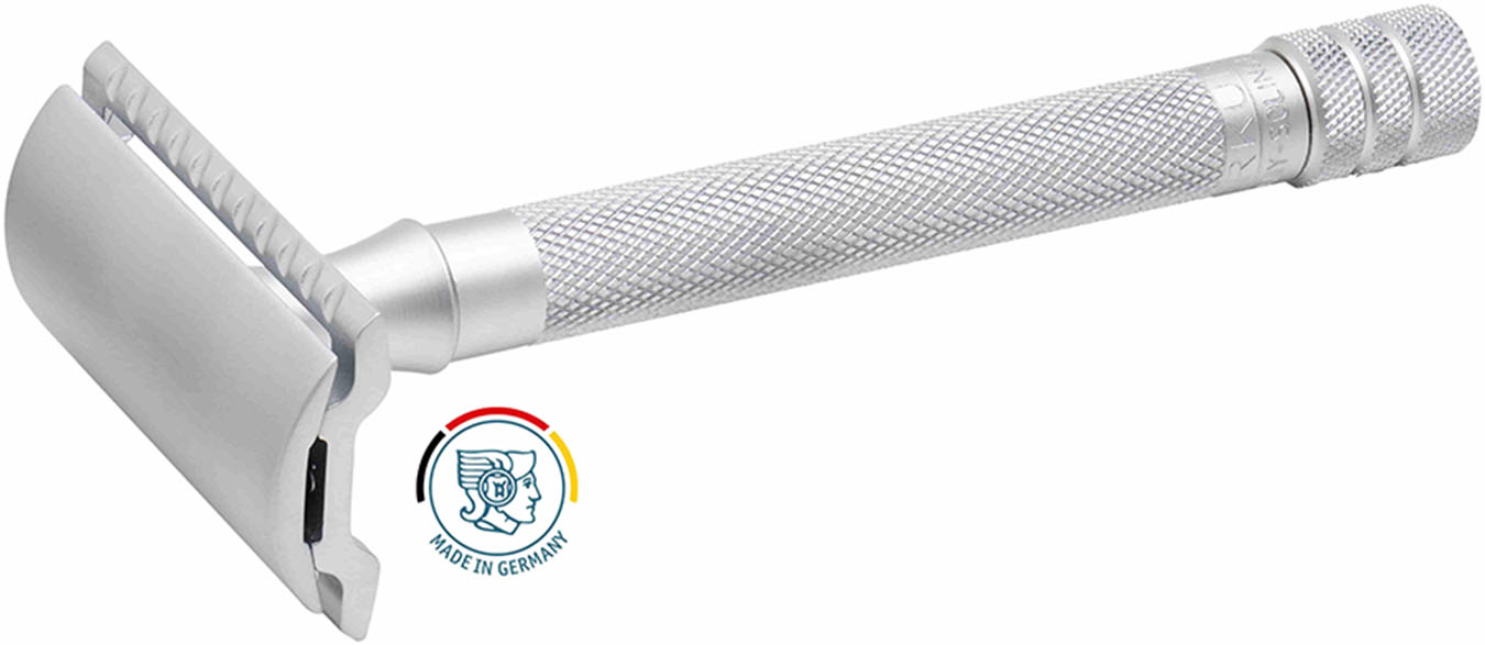 Klassiker Rasierer 22C von Merkur mit gerader Schaumkante und festem Klingenspalt