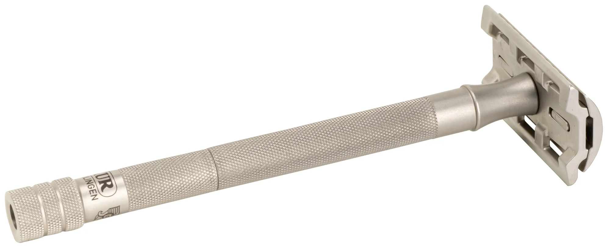 MERKUR 24 INOX safety razor from behind with diamond knurled handle