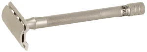 MERKUR 24 INOX stainless steel safety razor with long handle, side view
